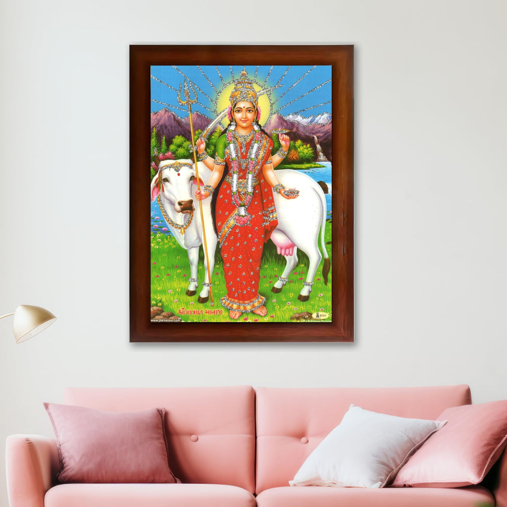 CRAFT QUEST Gatrad Devi Maa Mata Ji Mataji Wall Painting For Home Decor wooden framed