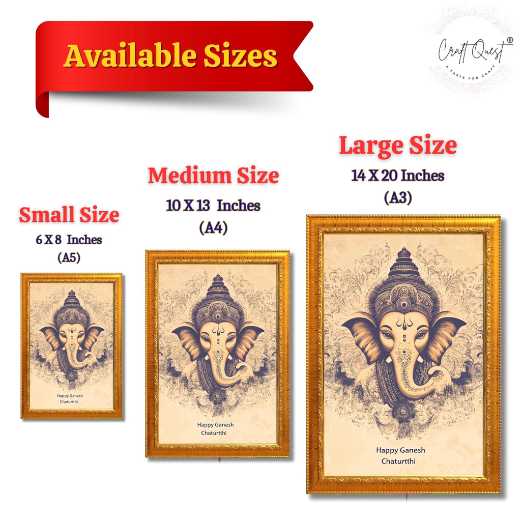 CRAFT QUEST Lord Ganpati Ganesh God Frame for Pooja Room & Wall Decor GA-253