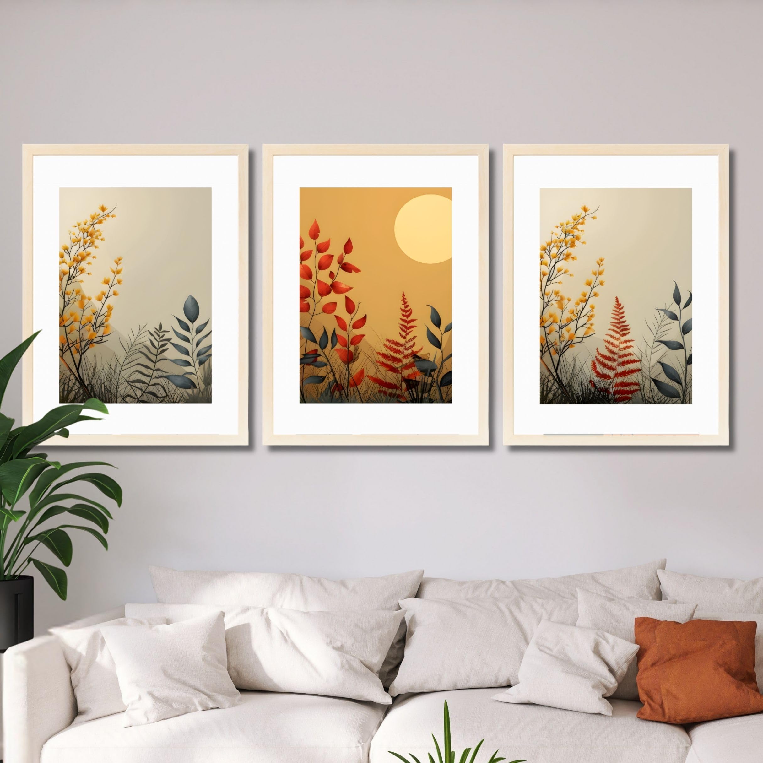 CRAFT QUEST Wall Art Decor Paintings | Set of 3 FLORAL Wall Art Frames for Home Decoration | Ideal for Living Room, Bedroom & Offices