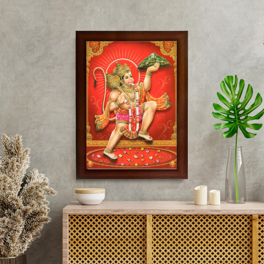 CRAFT QUEST Hanuman JI | Bajrangbali Religious Photo frame Decorative Item Synthetic frame