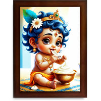 CRAFT QUEST Bal Gopal Painting Kanha Ji Poster | Walls Home Bedroom Living Room Decoration Gift.