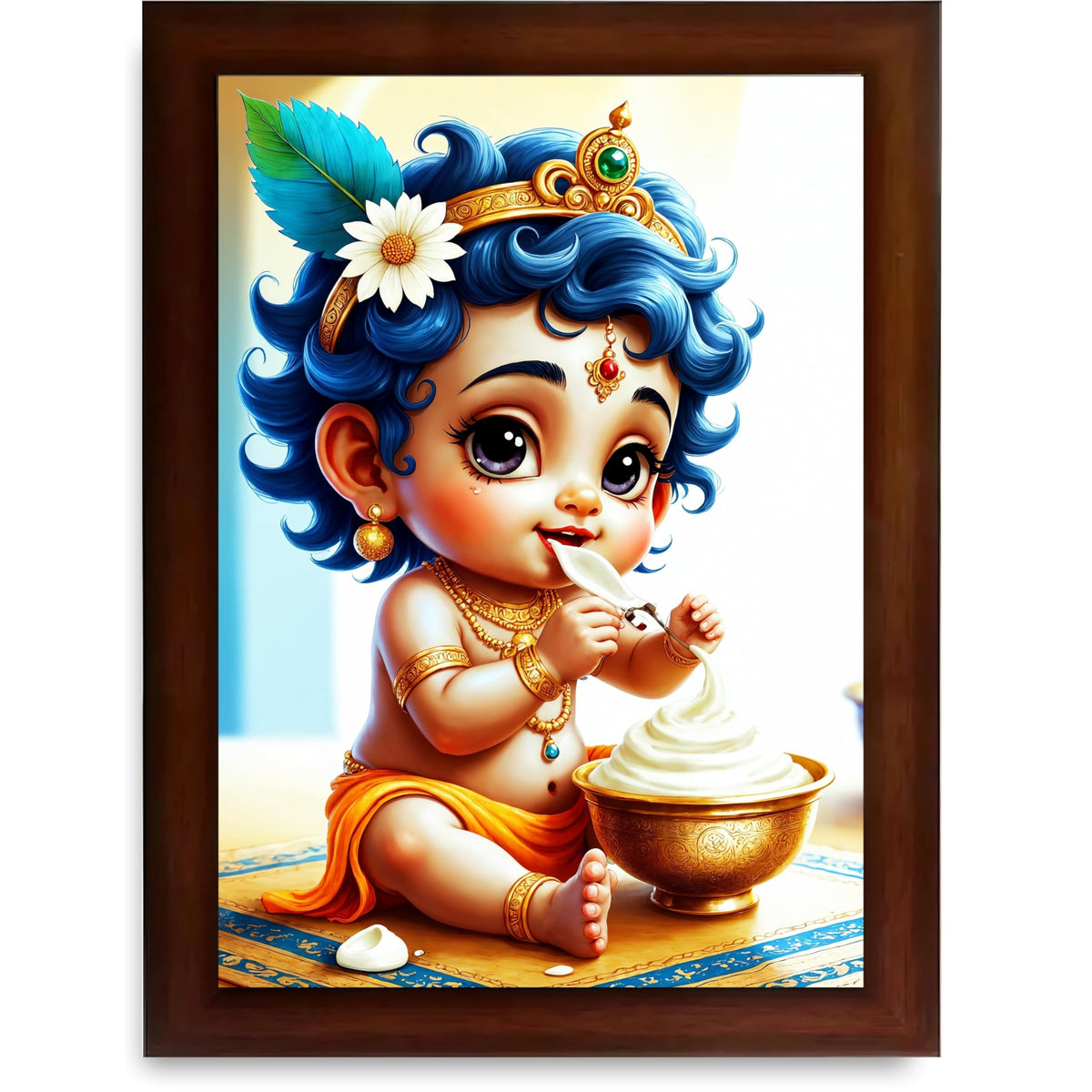 CRAFT QUEST Bal Gopal Painting Kanha Ji Poster | Walls Home Bedroom Living Room Decoration Gift.