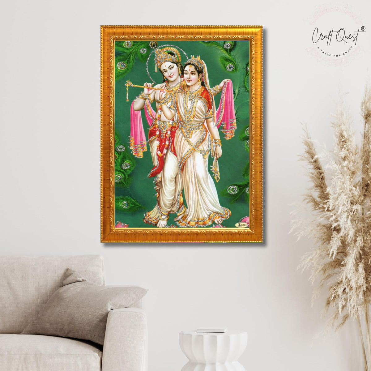 CRAFT QUEST Radha Krishna ji Painting With Frame Wall Paintings for Living Room, Bedroom, Office Décor