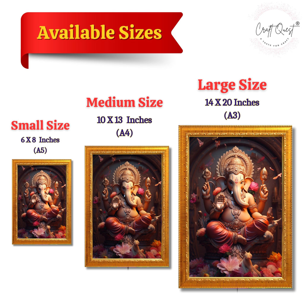 CRAFT QUEST Lord Ganesha Ganesh Ganpati Ganapathi Hanging Wall Painting Framed For Home Décor