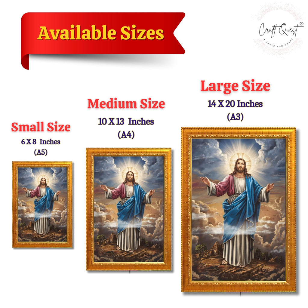 CRAFT QUEST Jesus Christ Photo with Frame, Jesus Painting, Christian Wall Frames Home and Décor