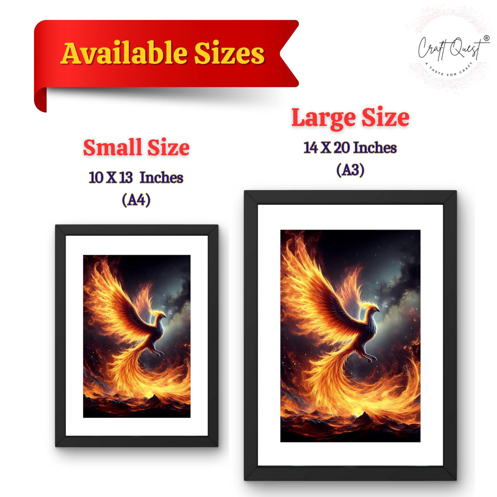 CRAFT QUEST Phoenix Bird Painting – Rising Phoenix Vastu Wall Art – Wall Decoration – Positive Energy Painting for Success, Growth & Spiritual Inspiration