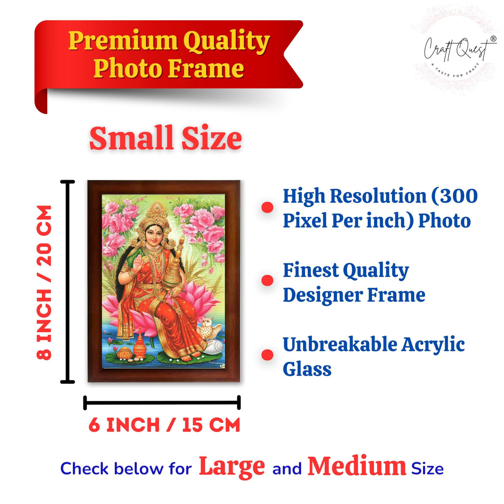CRAFT QUEST Goddess Lakshmi Devi Dhana Vaibhav Laxmi Maa Wall Painting Framed Home Decor