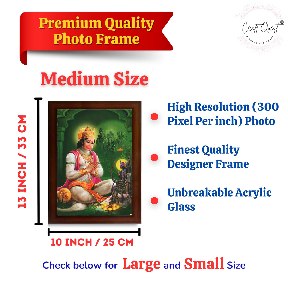CRAFT QUEST Hanuman JI | Bajrangbali Religious Photo frame home decorative