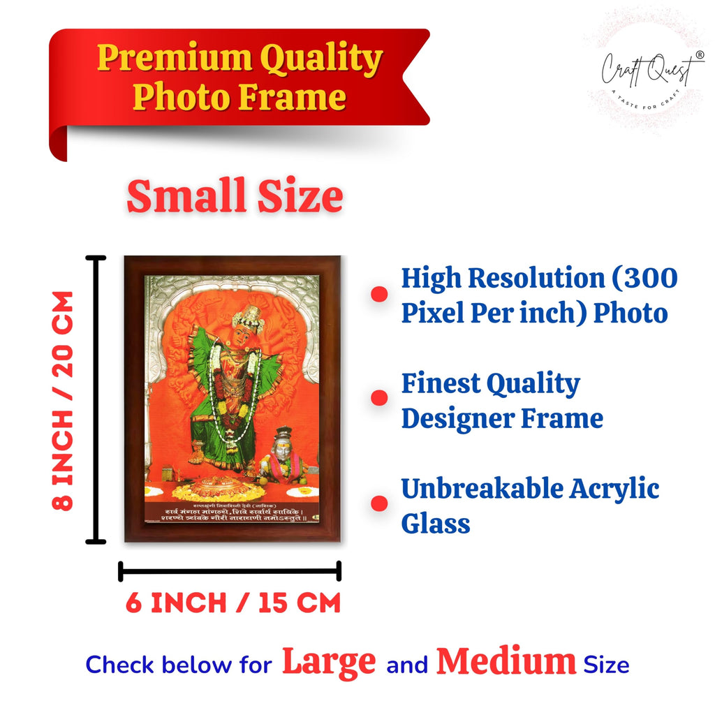 CRAFT QUEST aptashrungi/Saptashringi Devi, God Religious Framed with Acrylic Glass