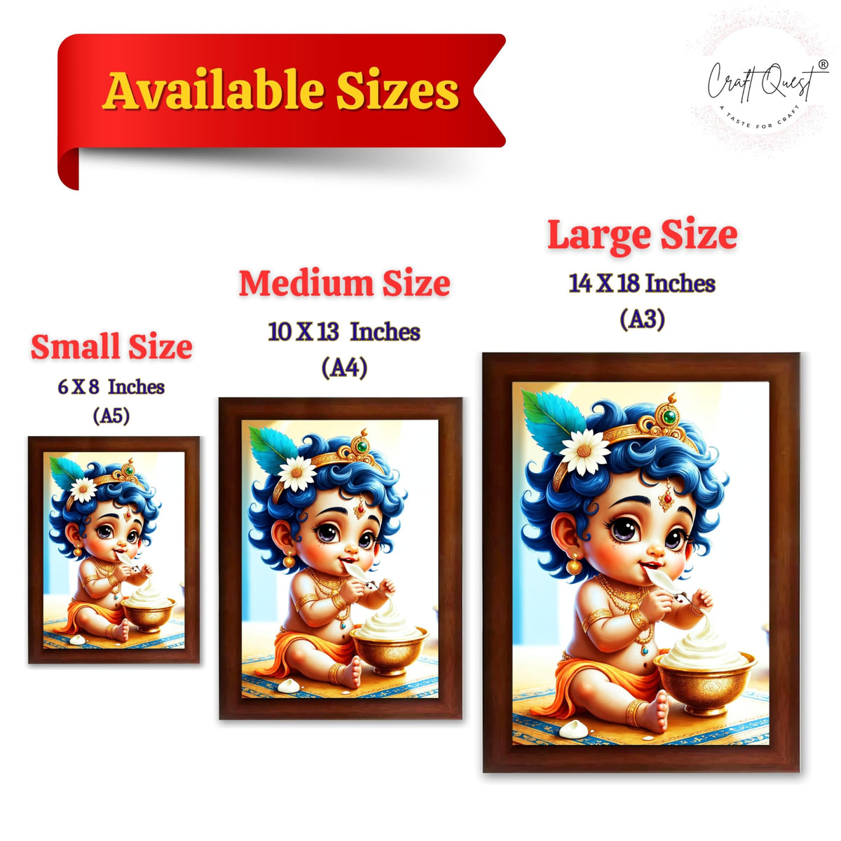 CRAFT QUEST Bal Gopal Painting Kanha Ji Poster | Walls Home Bedroom Living Room Decoration Gift.