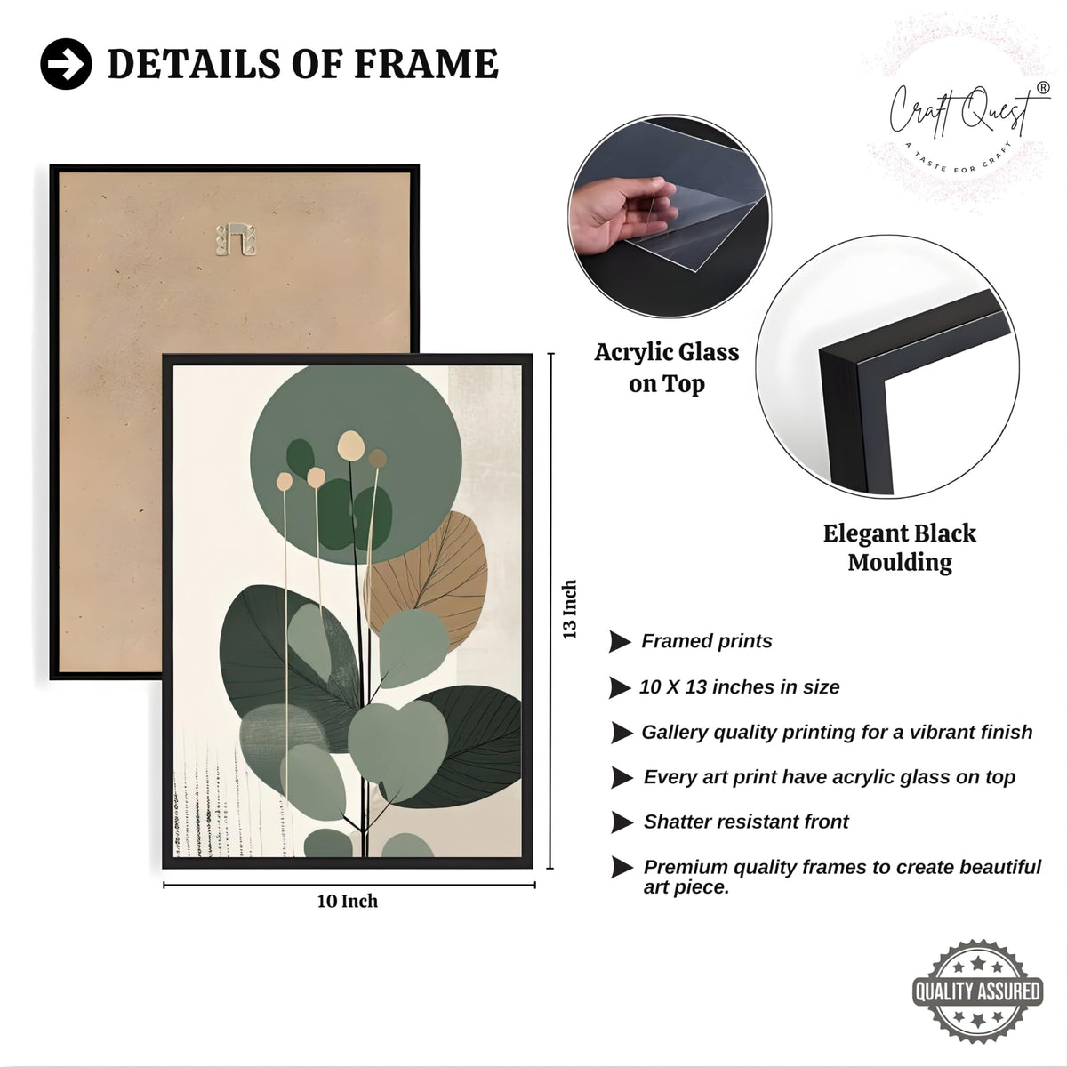 CRAFT QUEST Three Pieces Artwork | Set of 3 Frames for Home Decoration | Ideal for Living Room, Bedroom & Offices