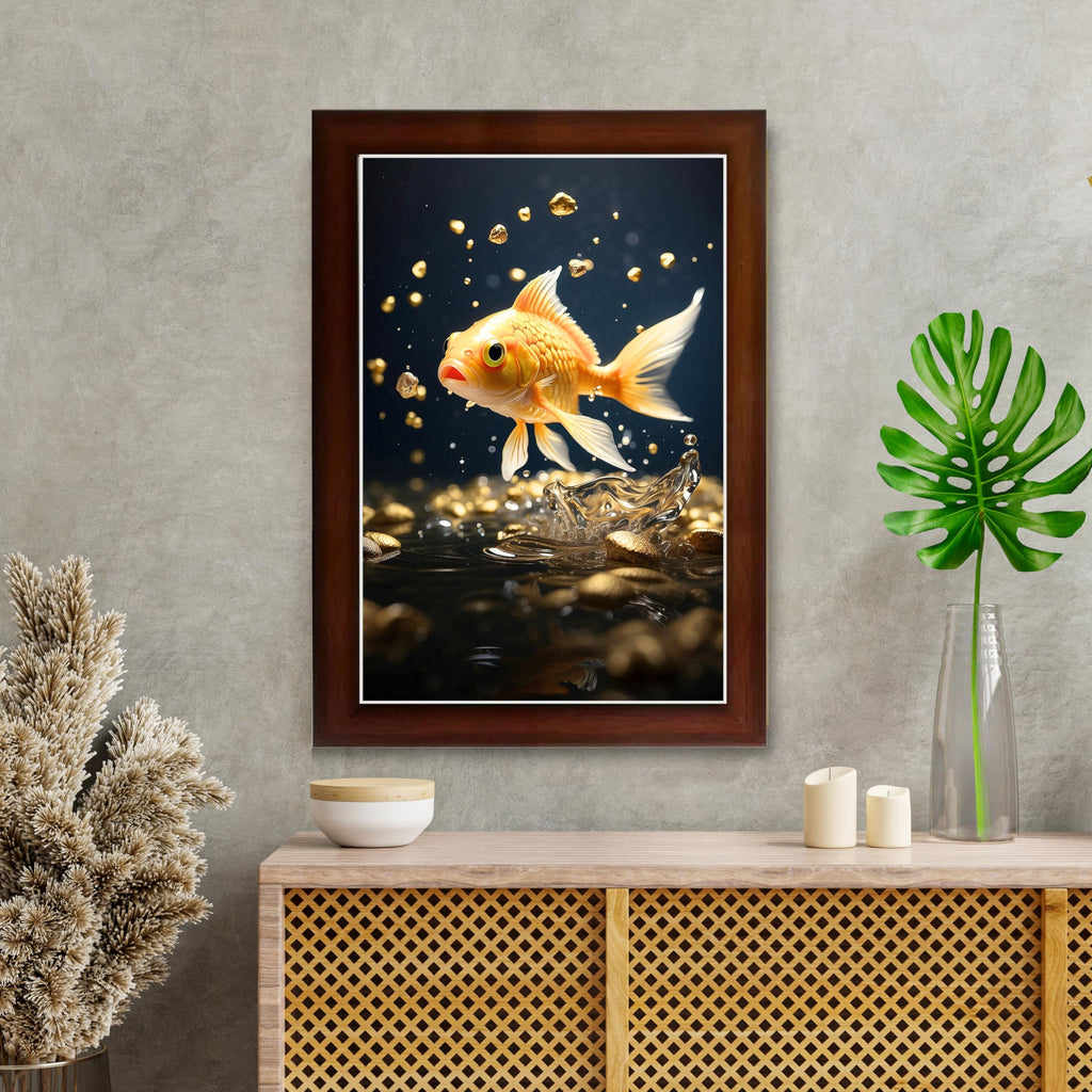 CRAFT QUEST Vastu Fishes Painting With Floating Photo Frame Home Office Wall Decor | Paintings for Home Decoration, Living room, Bedroom and Office Décor
