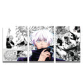 zenithink Gojo Jujutsu Kaisen Wall Poster Pack Of 3-A4 Size, 300 GSM Included Glue Dots, Paper Home Decor Art Poster For Bedroom, Living room, Office, No Frame