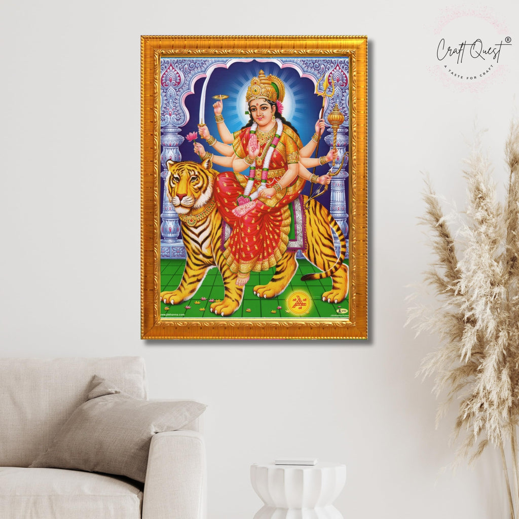 CRAFT QUEST Durga Mata Nav Navdurga Wall Painting Framed Home and Office Decor Items