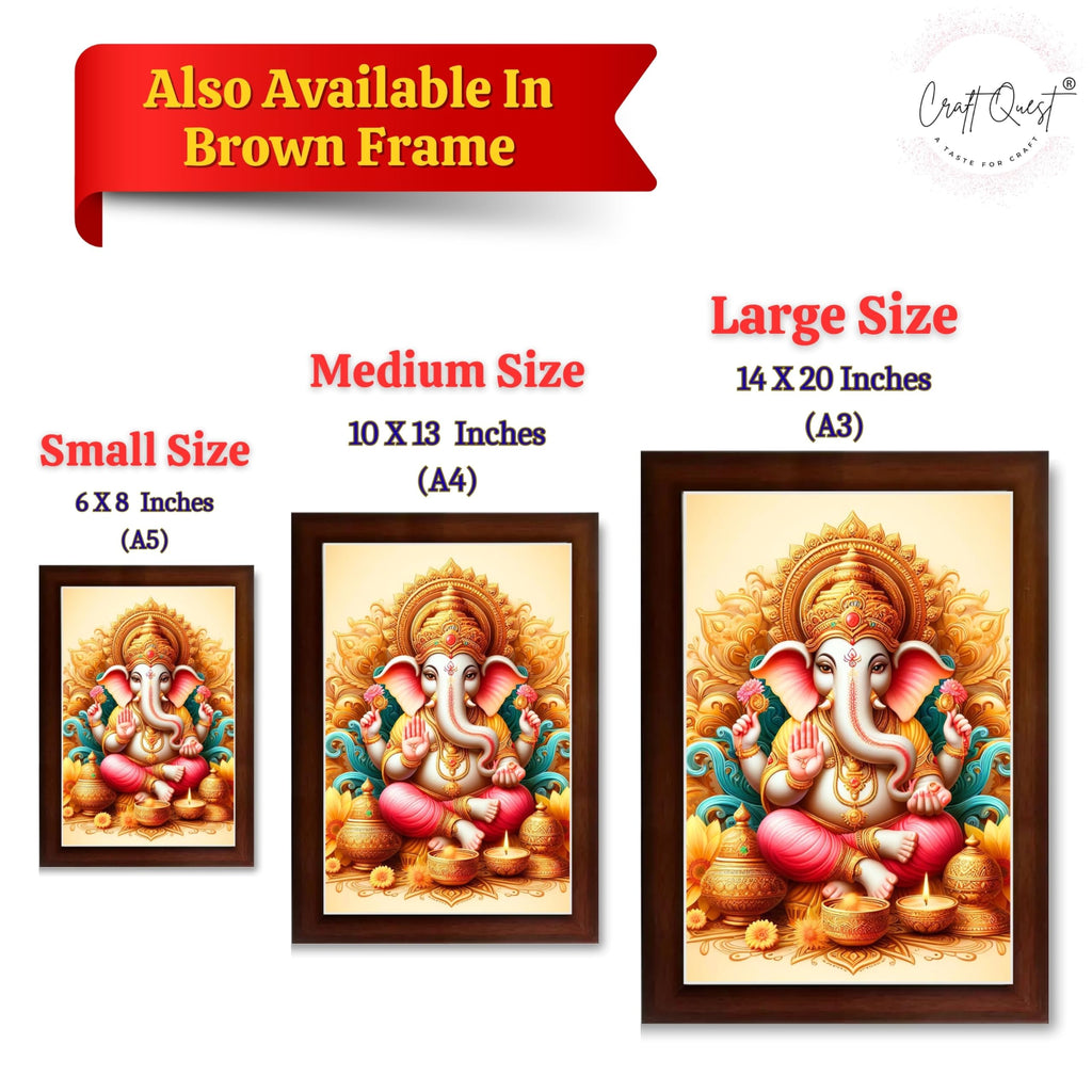CRAFT QUEST Lord Ganesha Modern Wall Art Painting With Frame For Pooja, Home and Office Decor