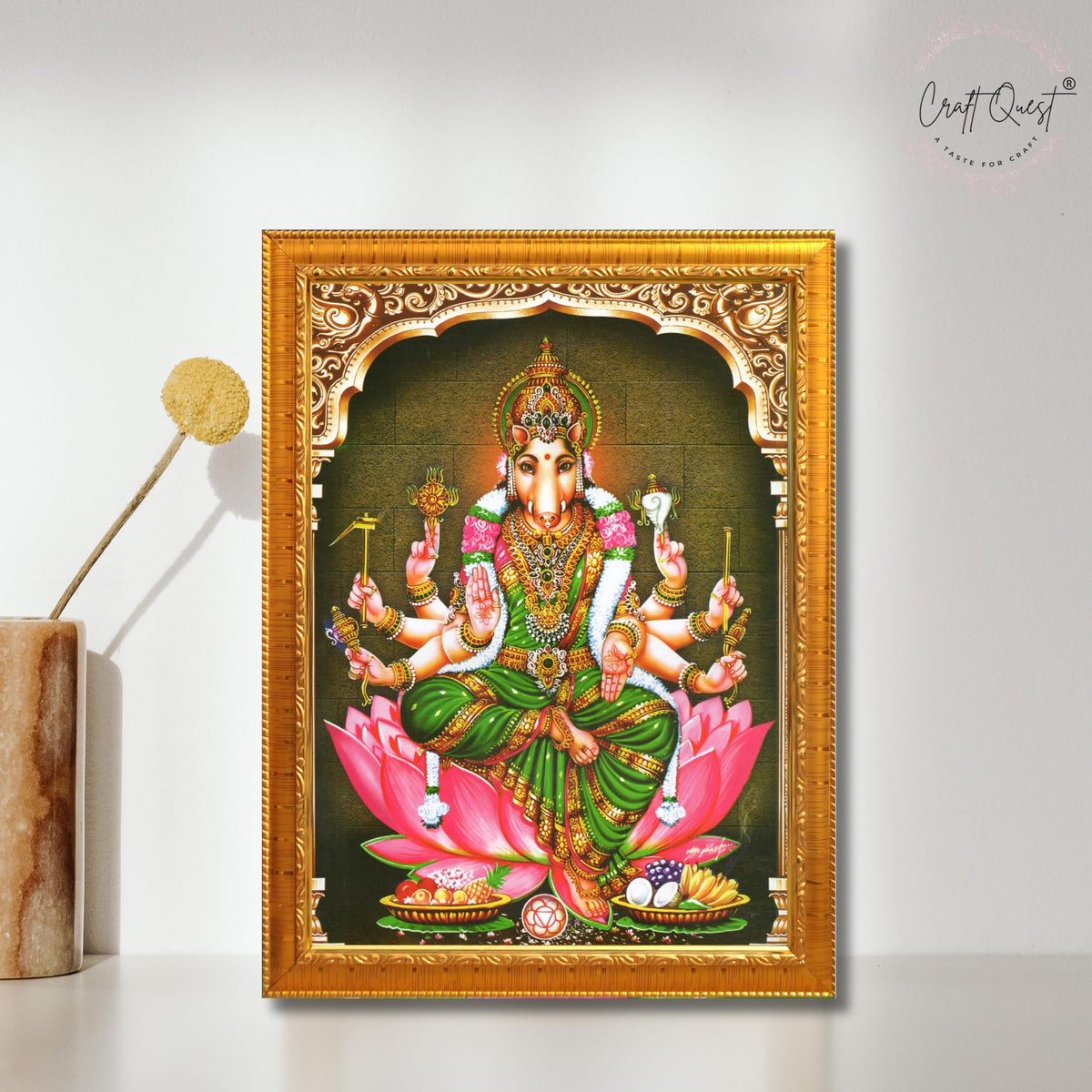 CRAFT QUEST Varahi Amman Photo Varahi Wall Painting Photo Frame | South God Frame for Home, Office, Temple & Gifting