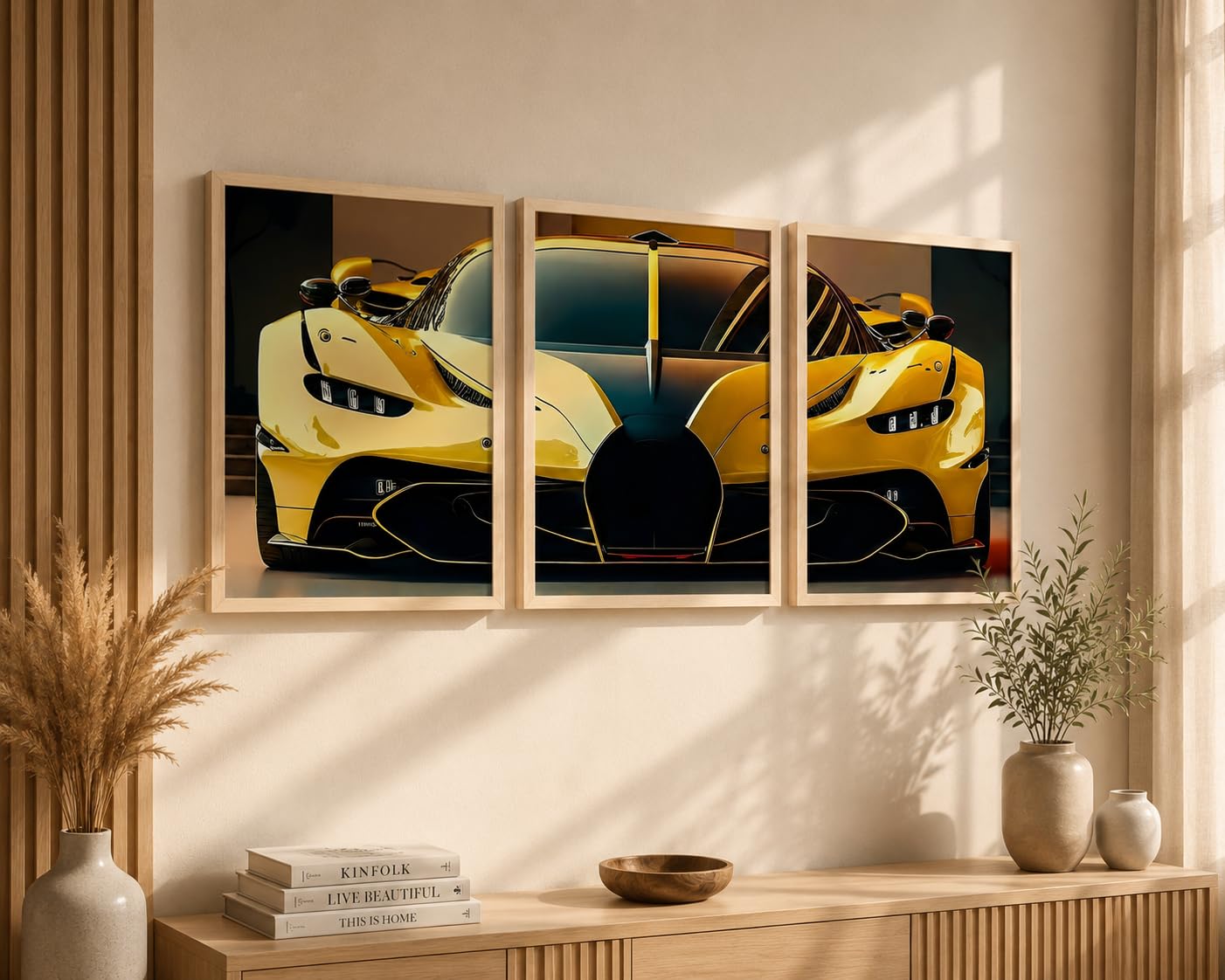 VENUXE ARTS Set Of 3 Big Sports Cars Framed Posters Gift Items for Boys Room Wall Decoration Bedroom Living Room Office Studio Décor | Car Poster Frame for Wall Décor