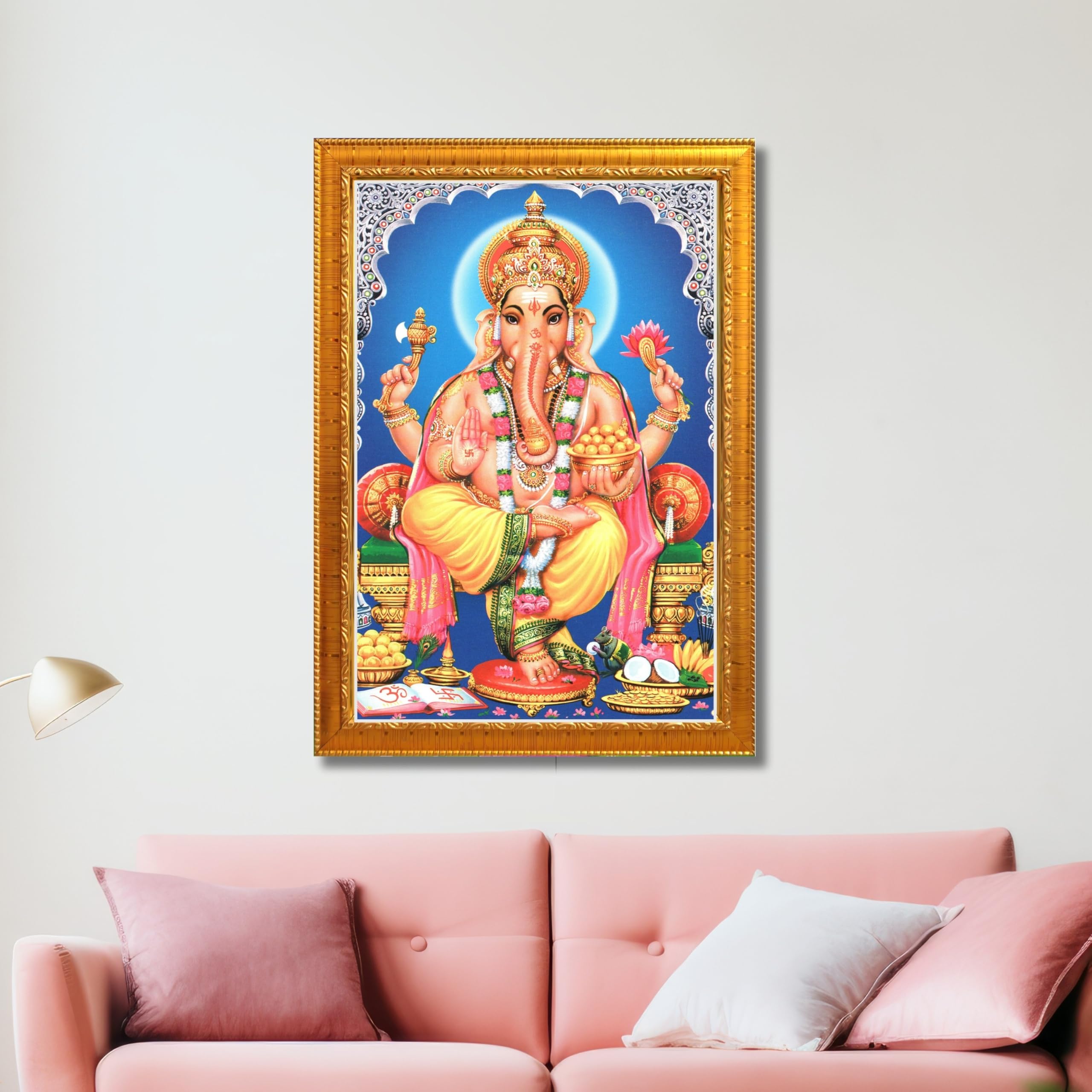 CRAFT QUEST Lord Ganpati Wall Hanging Frame for Living Room, Bedroom, Office & Pooja Room Décor GA-211