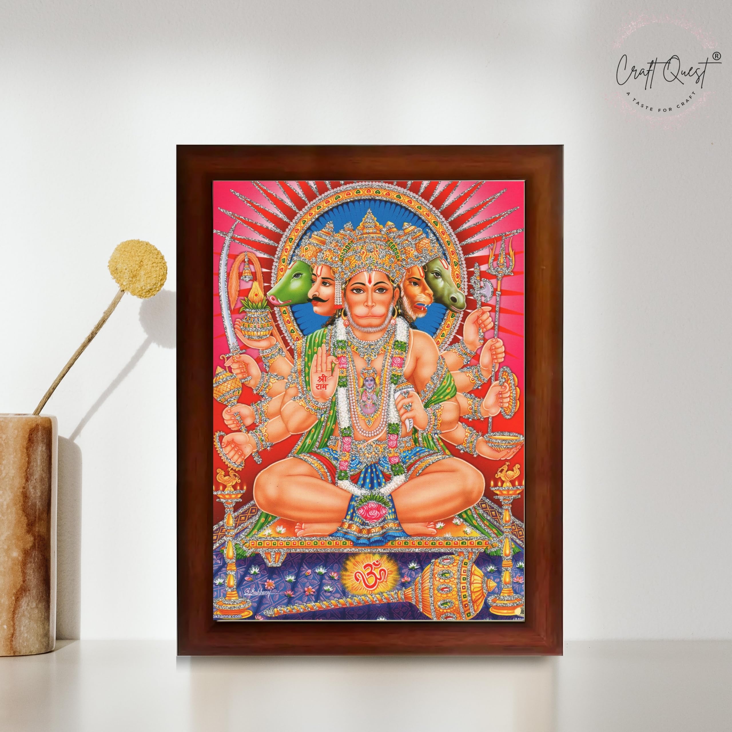 CRAFT QUEST Panchmukhi Hanuman JI | Bajrangbali Religious Photo frame home Decorative item