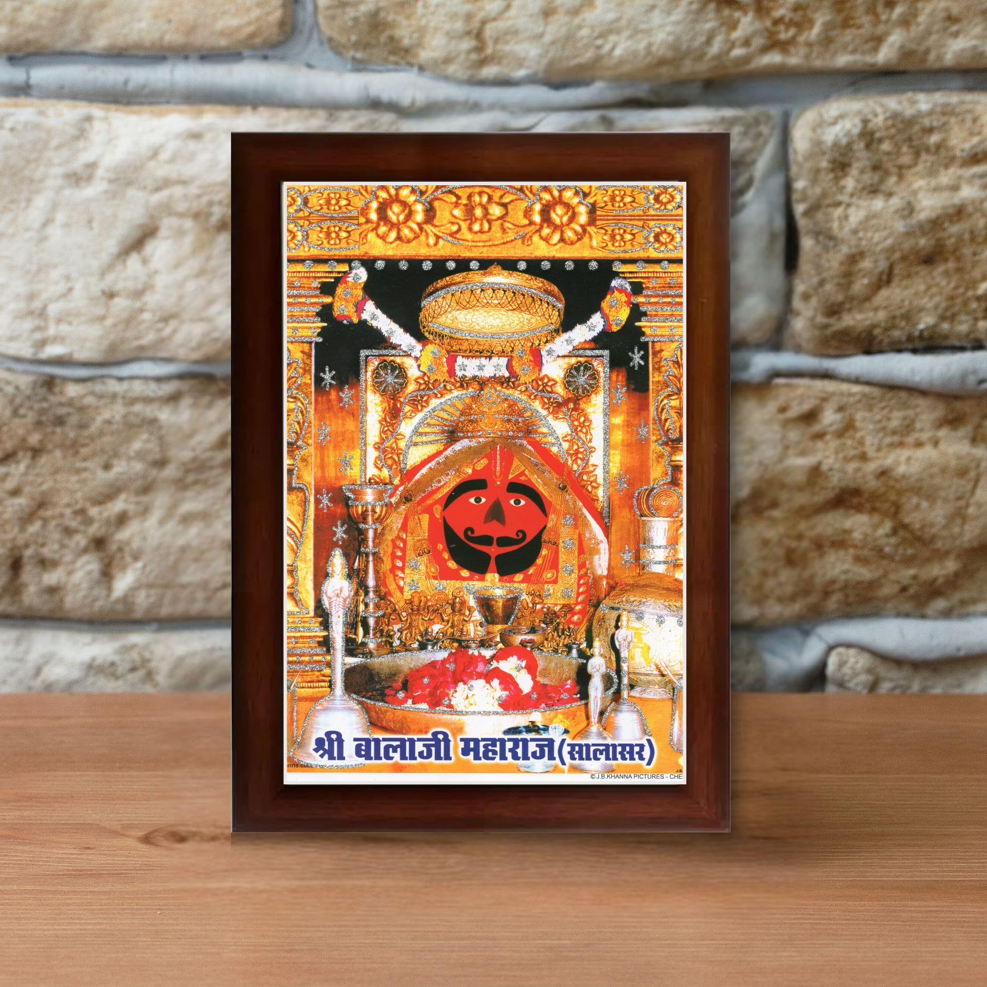 CRAFT QUEST Salasar balaji Hanuman | Bajrangbali Religious Photo with frame for Home Decorative Item Synthetic Wood