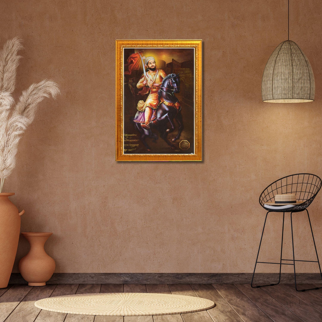 CRAFT QUEST Chhatrapati Shivaji Maharaj photo frame Home Decorative item with synthetic frame