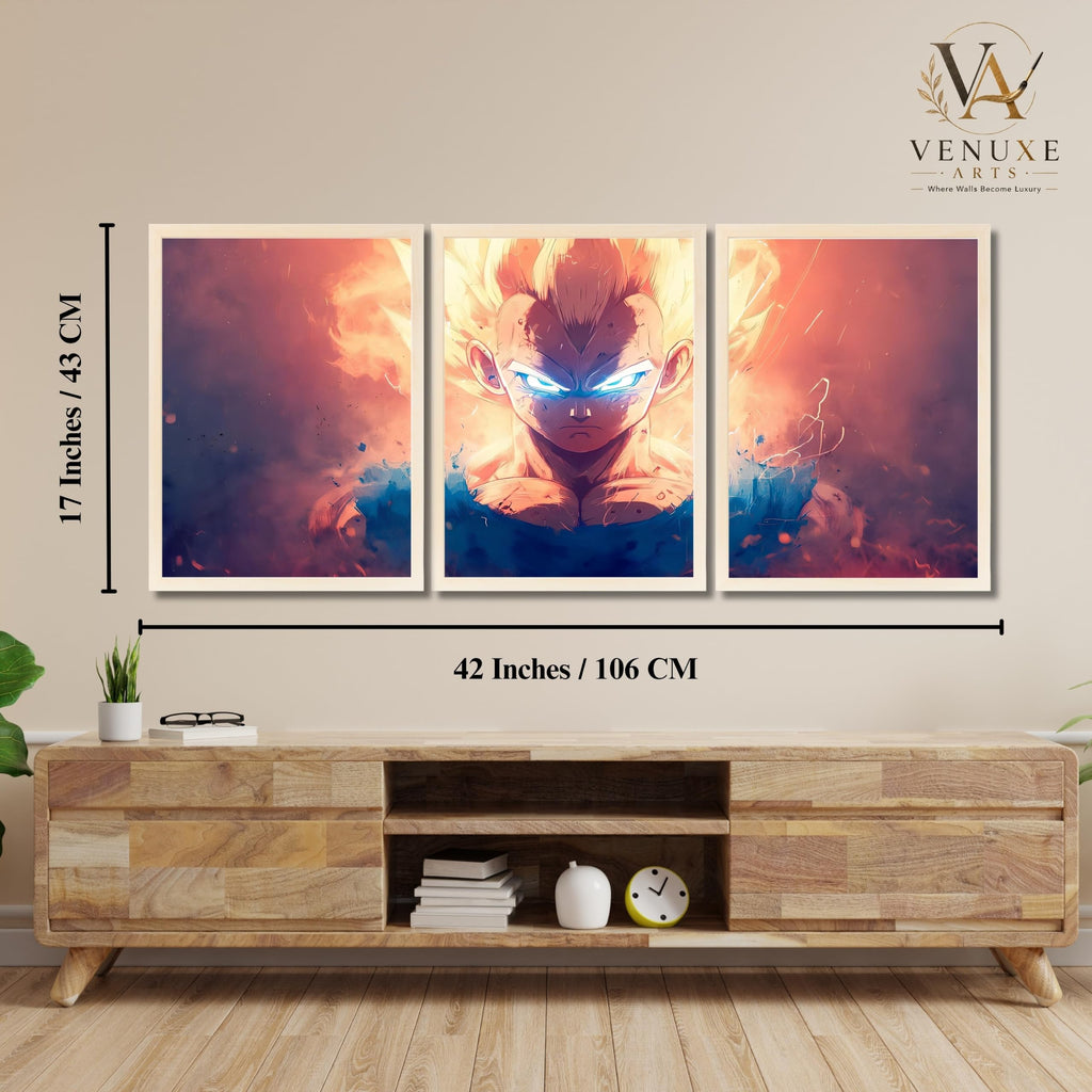 VENUXE ARTS Set Of 3 Anime Characters Wall Framed |Anime Characters Framed Poster for Living Room Bedroom Gaming Room Studio Wall Decor