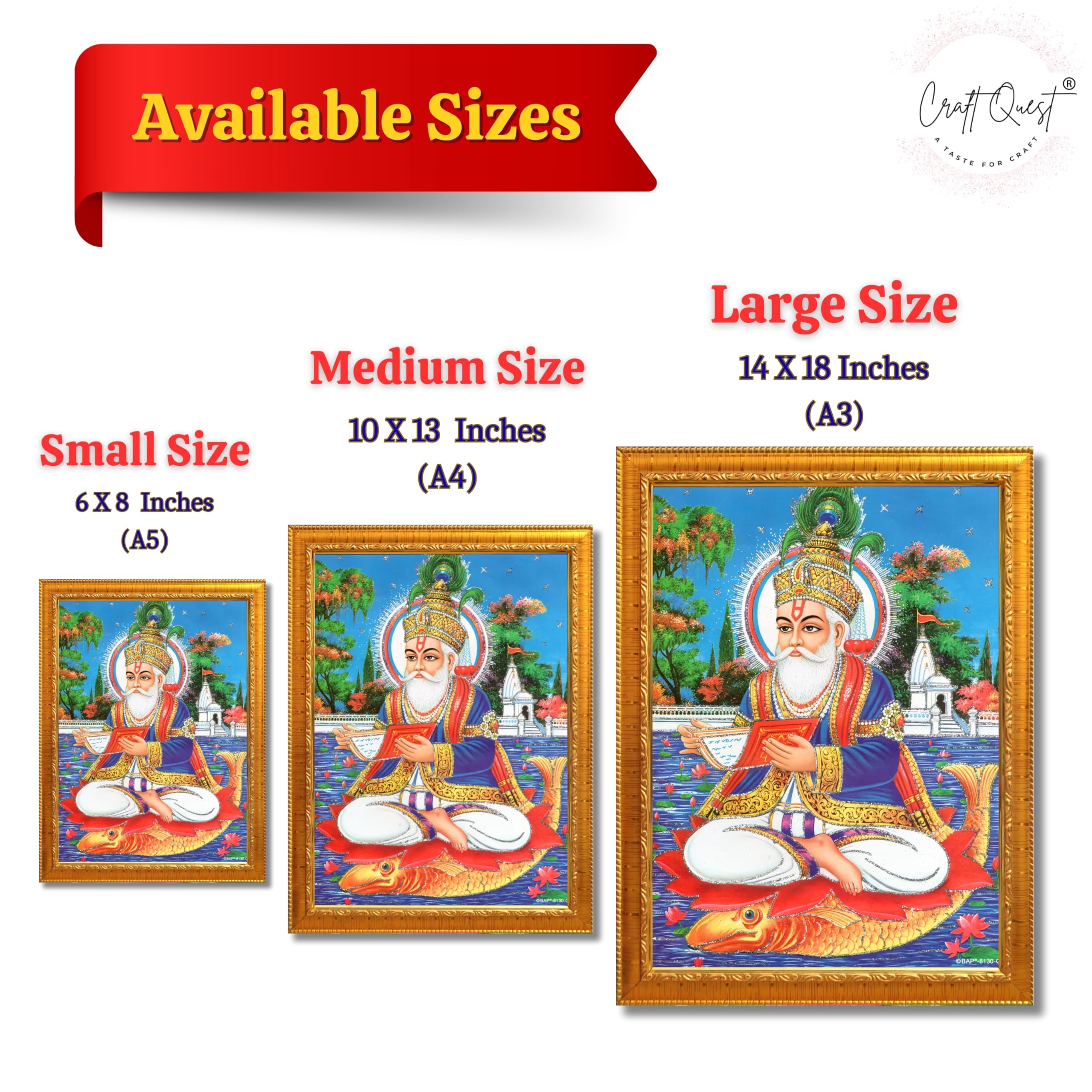 CRAFT QUEST Sindhi Lord Jhulelal/lal Sai Vishnu Avtar/Sindhi God Religious Golden Photo Frame For Mandir And Wall Decor | Best Gifting Option |