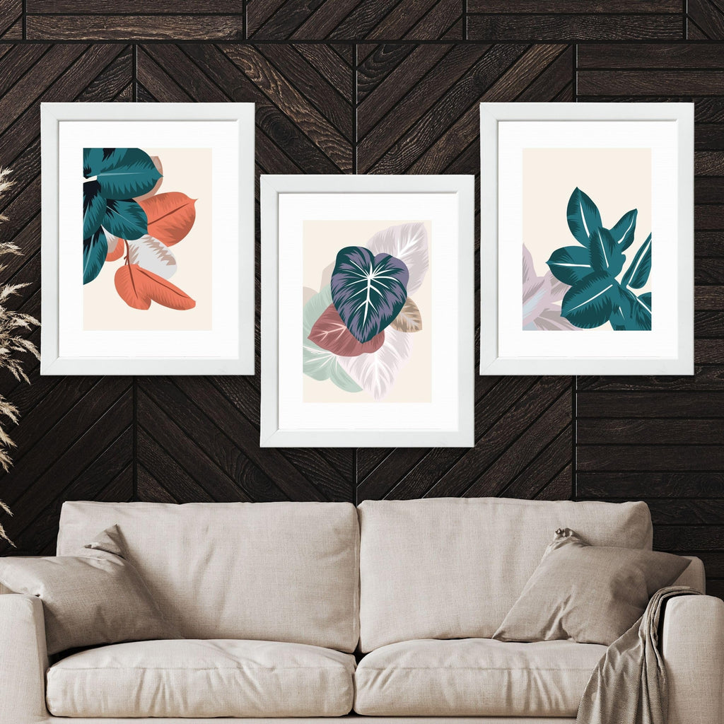 CRAFT QUEST Wall Art Decor Paintings | Set of 3 FLORAL Wall Art Frames for Home Decoration | Ideal for Living Room, Bedroom & Offices