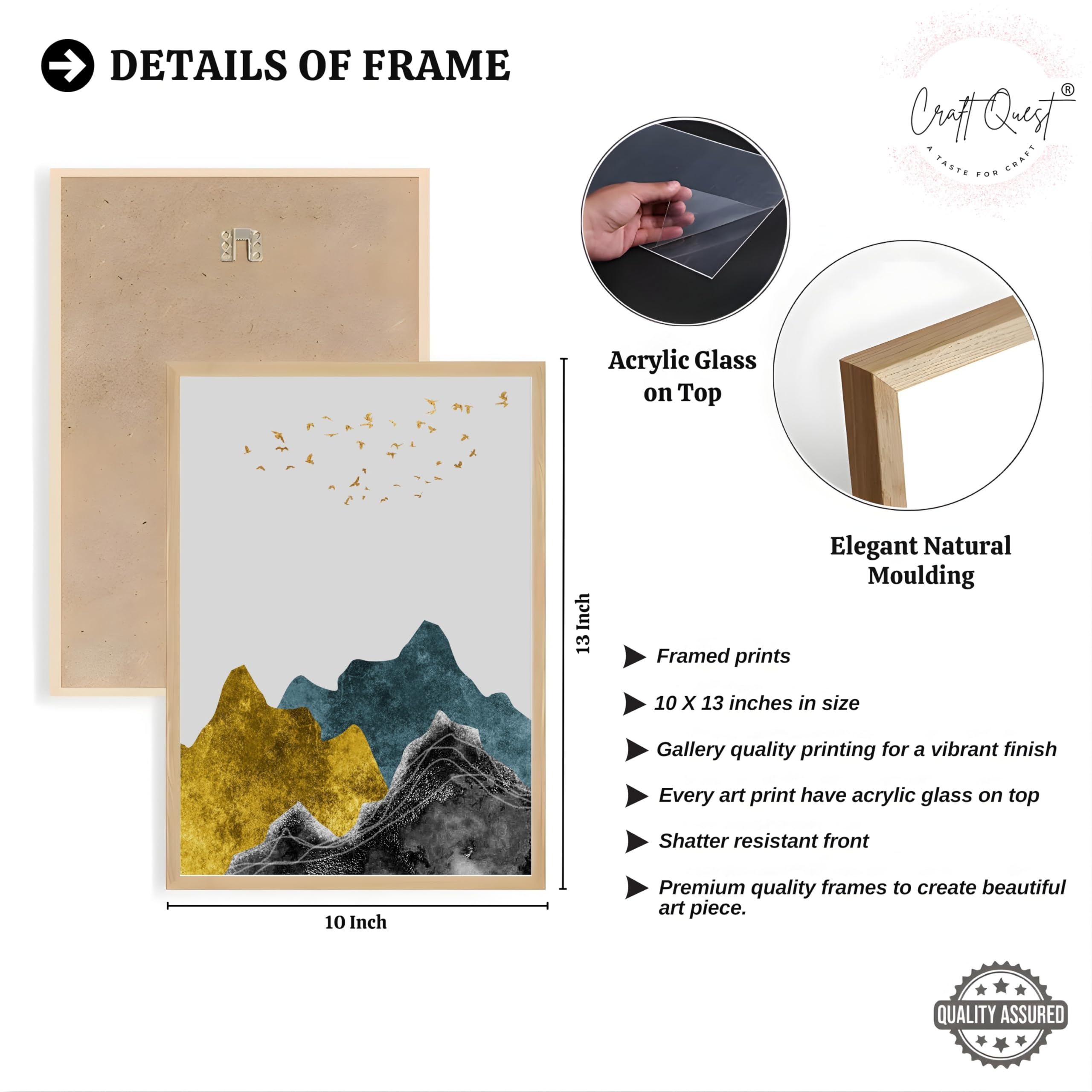 CRAFT QUEST Chinese Landscape Abstract Art Modern Art | Set of 3 Frames for Home Decoration | Ideal for Living Room, Bedroom & Offices