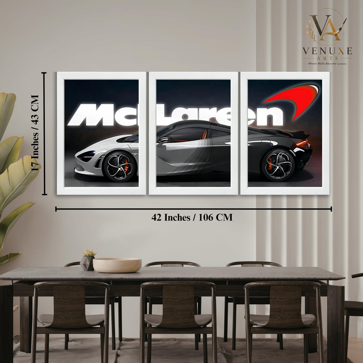 VENUXE ARTS Set Of 3 Big Sports Cars Framed Posters Gift Items for Boys Room Wall Decoration Bedroom Living Room Office Studio Décor | Car Poster Frame for Wall Décor