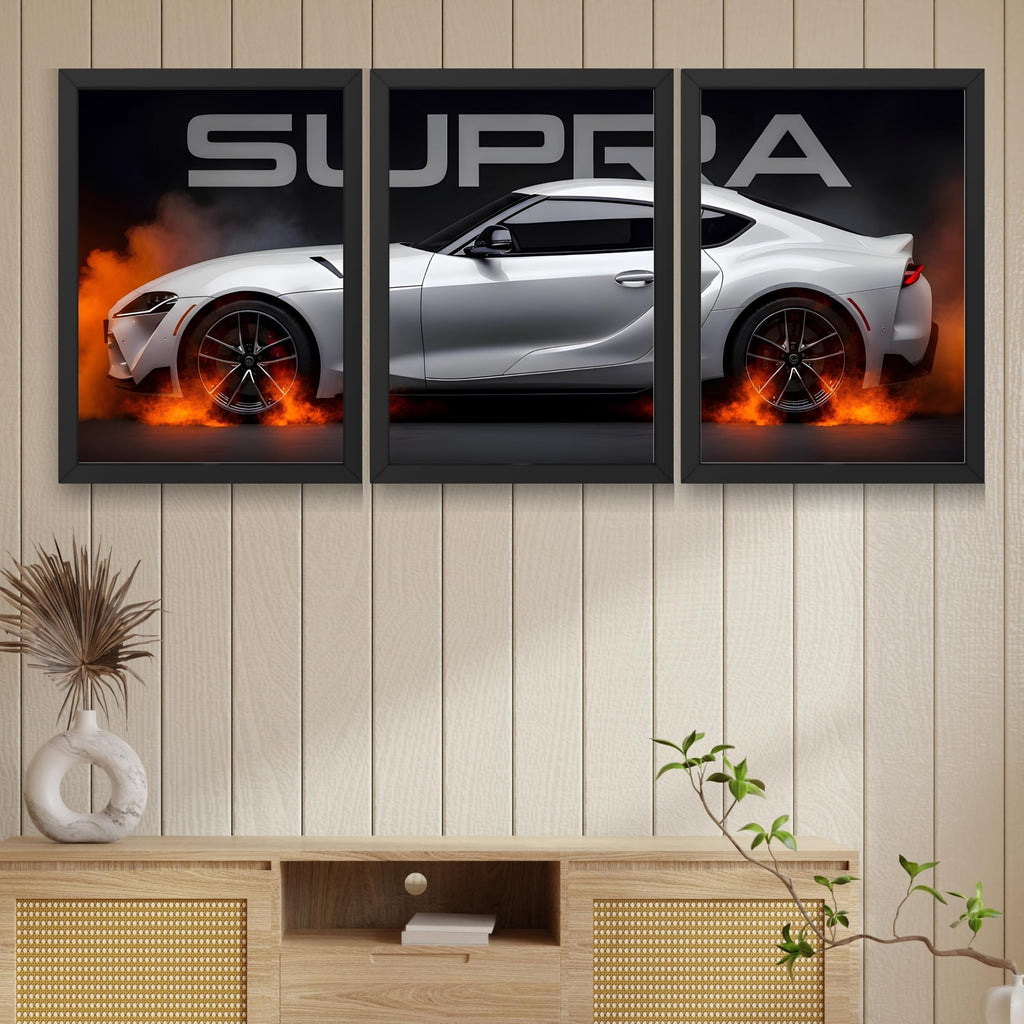 VENUXE ARTS Set Of 3 Big Sports Cars Framed Posters Gift Items for Boys Room Wall Decoration Bedroom Living Room Office Studio Décor | Car Poster Frame for Wall Décor