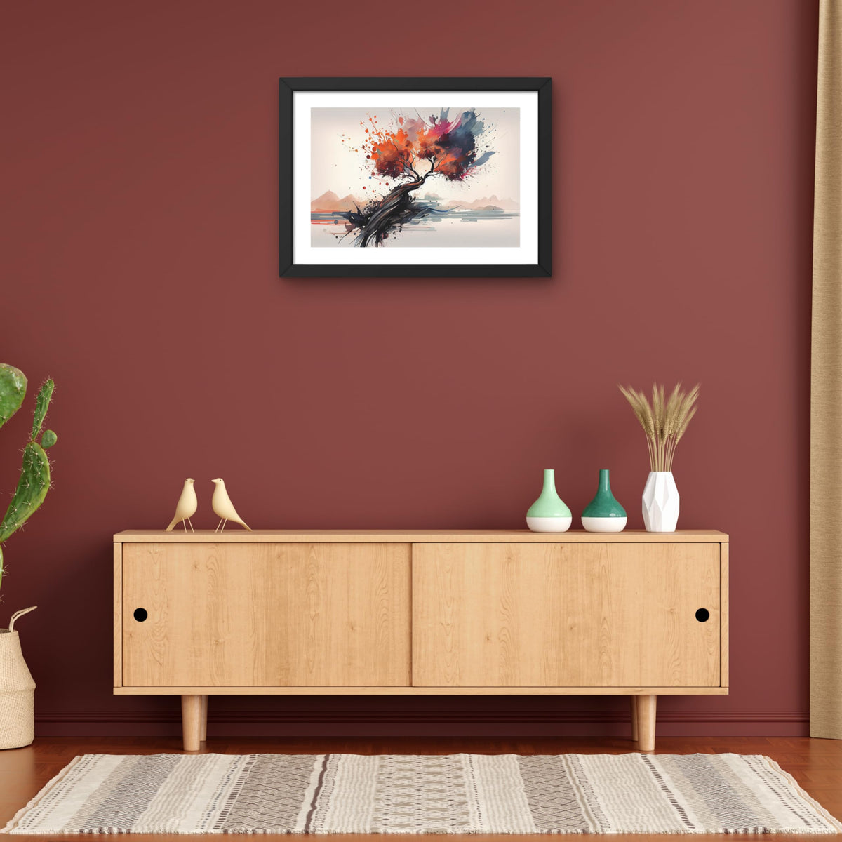 CRAFT QUEST Abstract Tropical Reverie Modern Art Poster Frame for Home & Office Wall Decoration - Portrait, Wall Display (Black, 14x10 Inch Frame with Art Print)