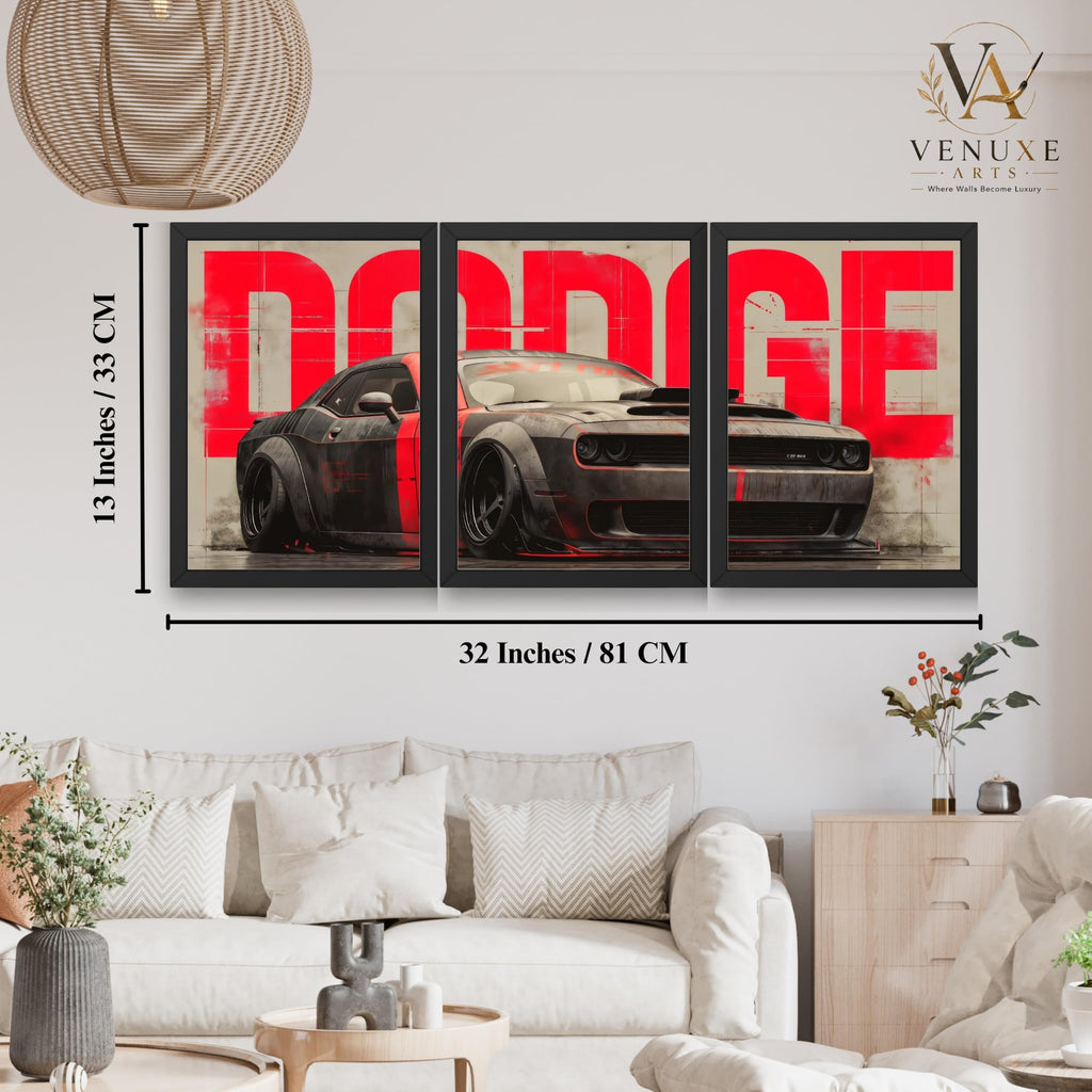 VENUXE ARTS Set Of 3 Big Sports Cars Framed Posters Gift Items for Boys Room Wall Decoration Bedroom Living Room Office Studio Décor | Car Poster Frame for Wall Décor