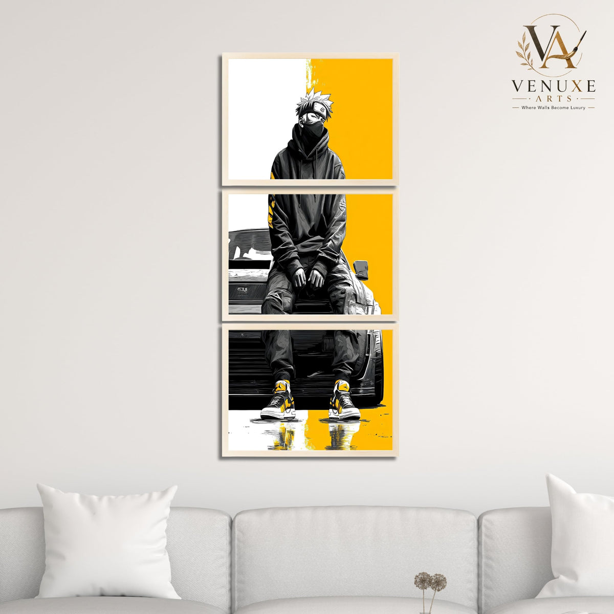 VENUXE ARTS Set Of 3 Anime Characters Wall Framed |Anime Characters Framed Poster for Living Room Bedroom Gaming Room Studio Wall Decor