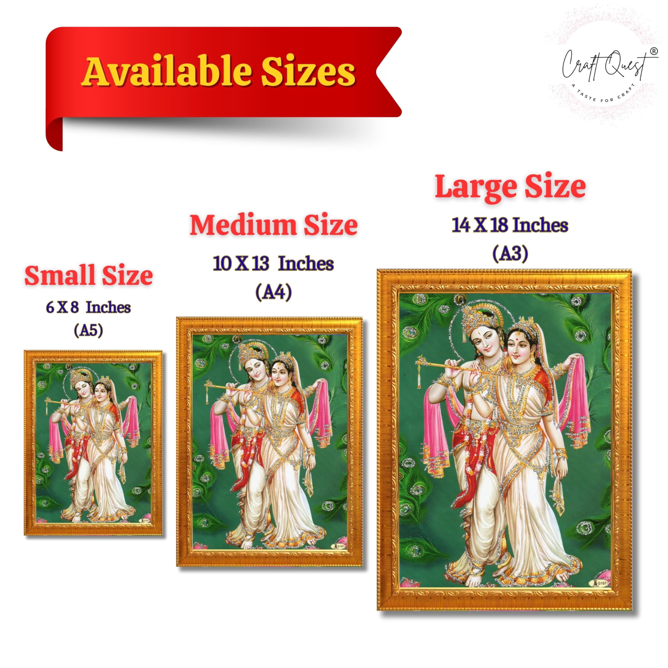 CRAFT QUEST Radha Krishna ji Painting With Frame Wall Paintings for Living Room, Bedroom, Office Décor