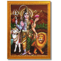 CRAFT QUEST Ardhanarishvara Arthanareeswara Shiv Parvati Photo Frame | Hindu God Spiritual Framed | Ideal for Home, Office, Temple & Puja Room, Wall Decor