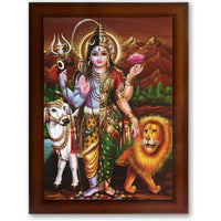 CRAFT QUEST Ardhanarishvara Arthanareeswara Shiv Parvati Photo Frame | Hindu God Spiritual Framed | Ideal for Home, Office, Temple & Puja Room, Wall Decor