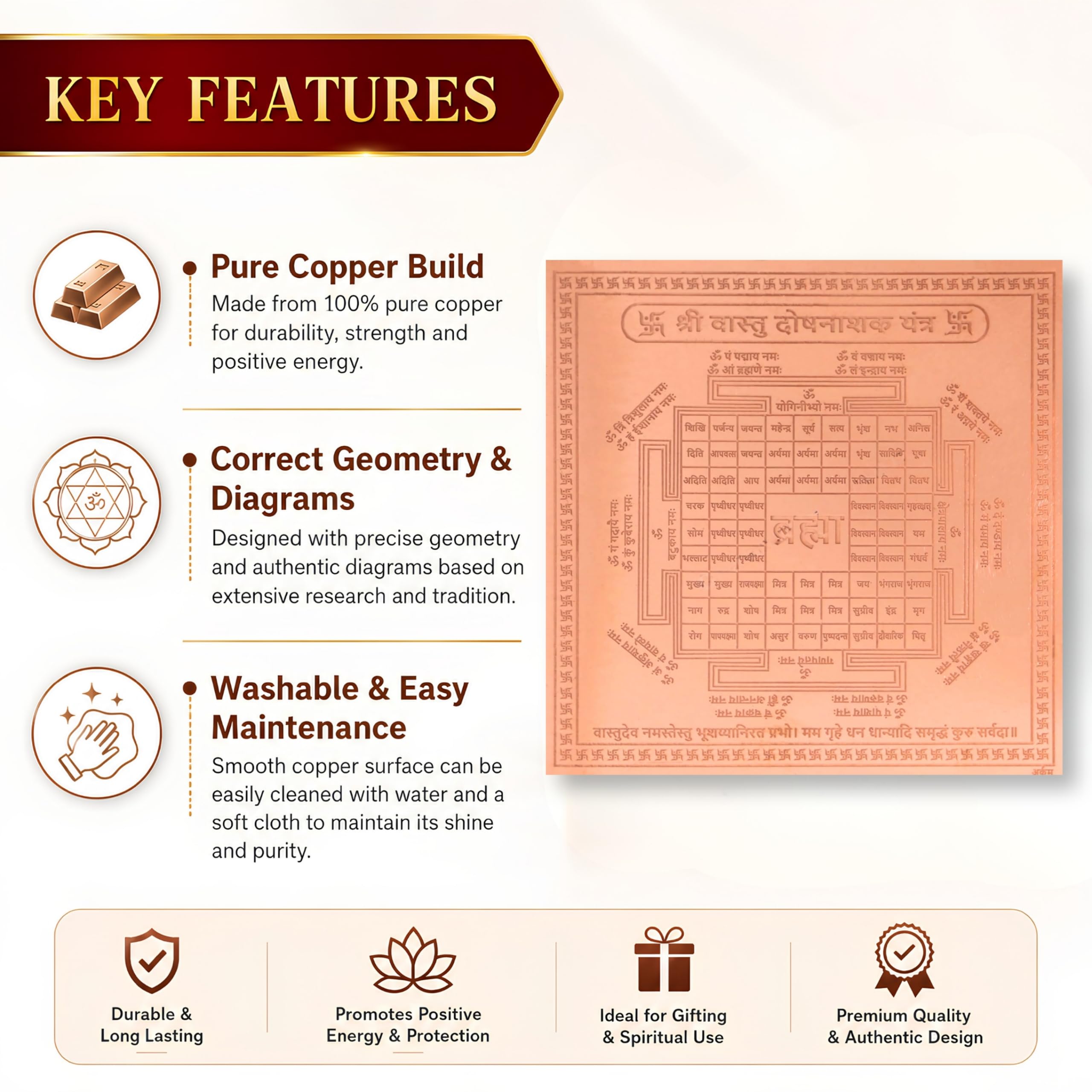 CRAFT QUEST Shree Vastu Dosh Nivaran Yantra Orignal - Copper
