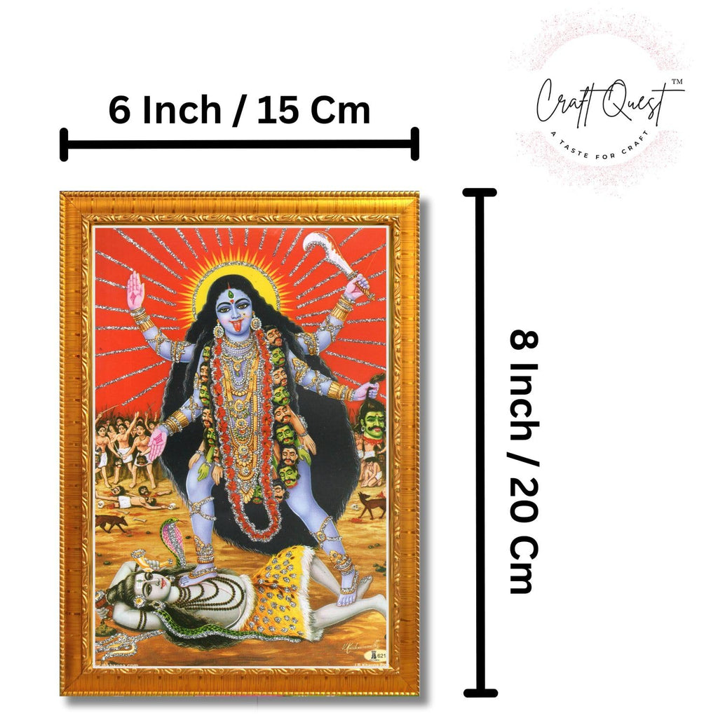 CRAFT QUEST Kali Mata photo with frame, God Religious Framed With Acrylic Glass