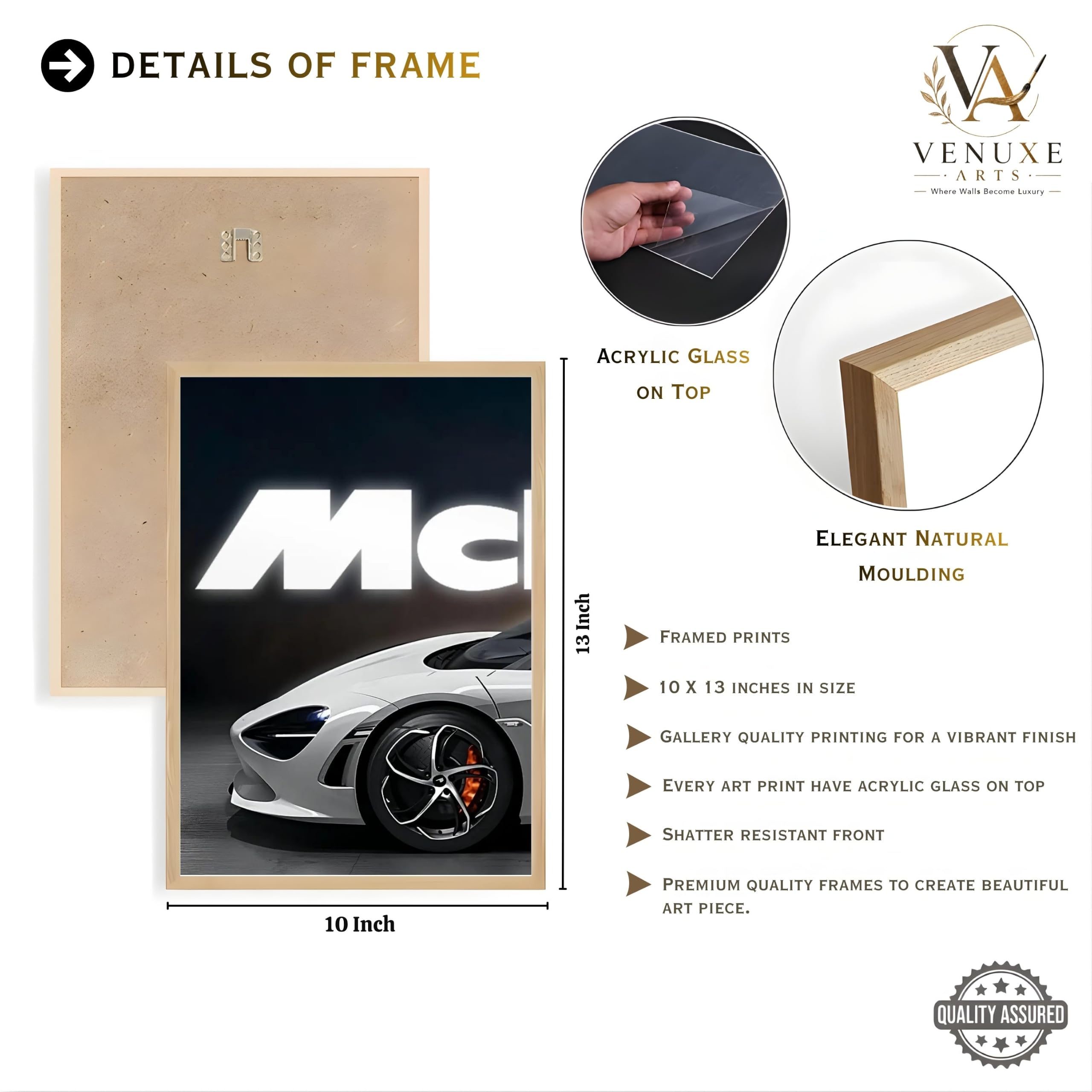 VENUXE ARTS Set Of 3 Big Sports Cars Framed Posters Gift Items for Boys Room Wall Decoration Bedroom Living Room Office Studio Décor | Car Poster Frame for Wall Décor