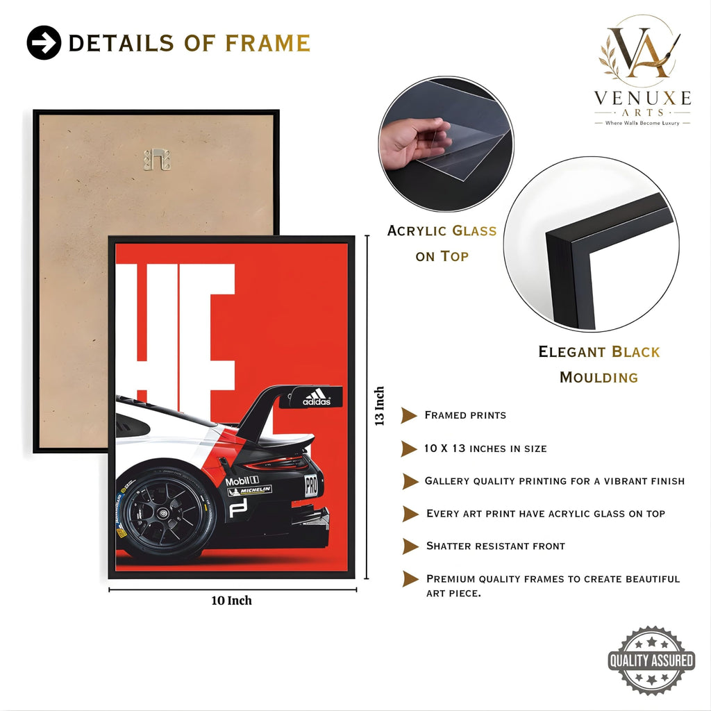 VENUXE ARTS Set Of 3 Big Sports Cars Framed Posters Gift Items for Boys Room Wall Decoration Bedroom Living Room Office Studio Décor | Car Poster Frame for Wall Décor