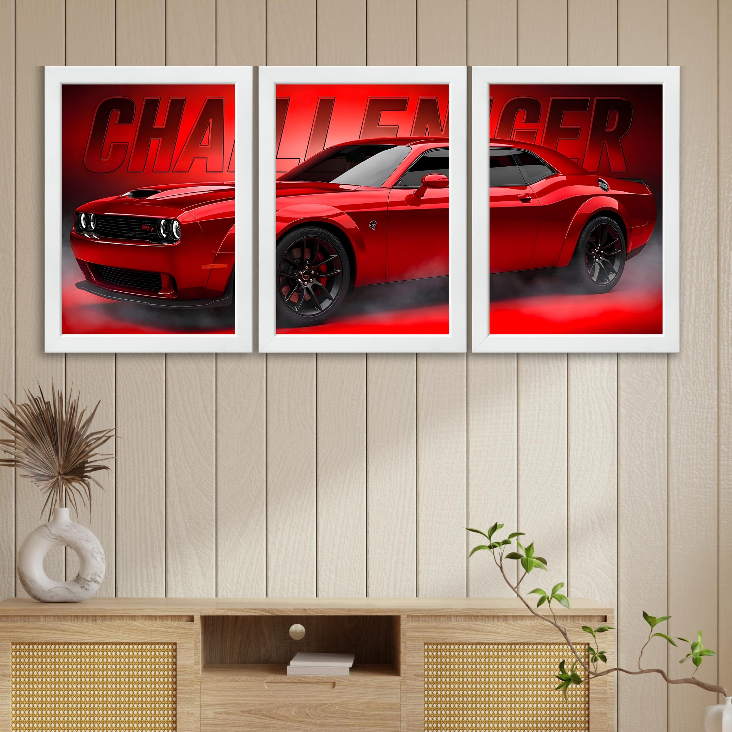 VENUXE ARTS Set Of 3 Big Sports Cars Framed Posters Gift Items for Boys Room Wall Decoration Bedroom, Living Room, Office, Studio Décor | Car Poster Frame for Wall Décor