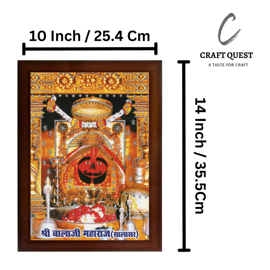 CRAFT QUEST Salasar balaji Hanuman | Bajrangbali Religious Photo with frame for Home Decorative Item Synthetic Wood