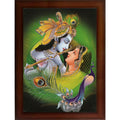 CRAFT QUEST Radha Krishna Sparkle Coated Home Decorative Gift Item Framed Painting (10 X 14 Inches, Brown) RK1013-118