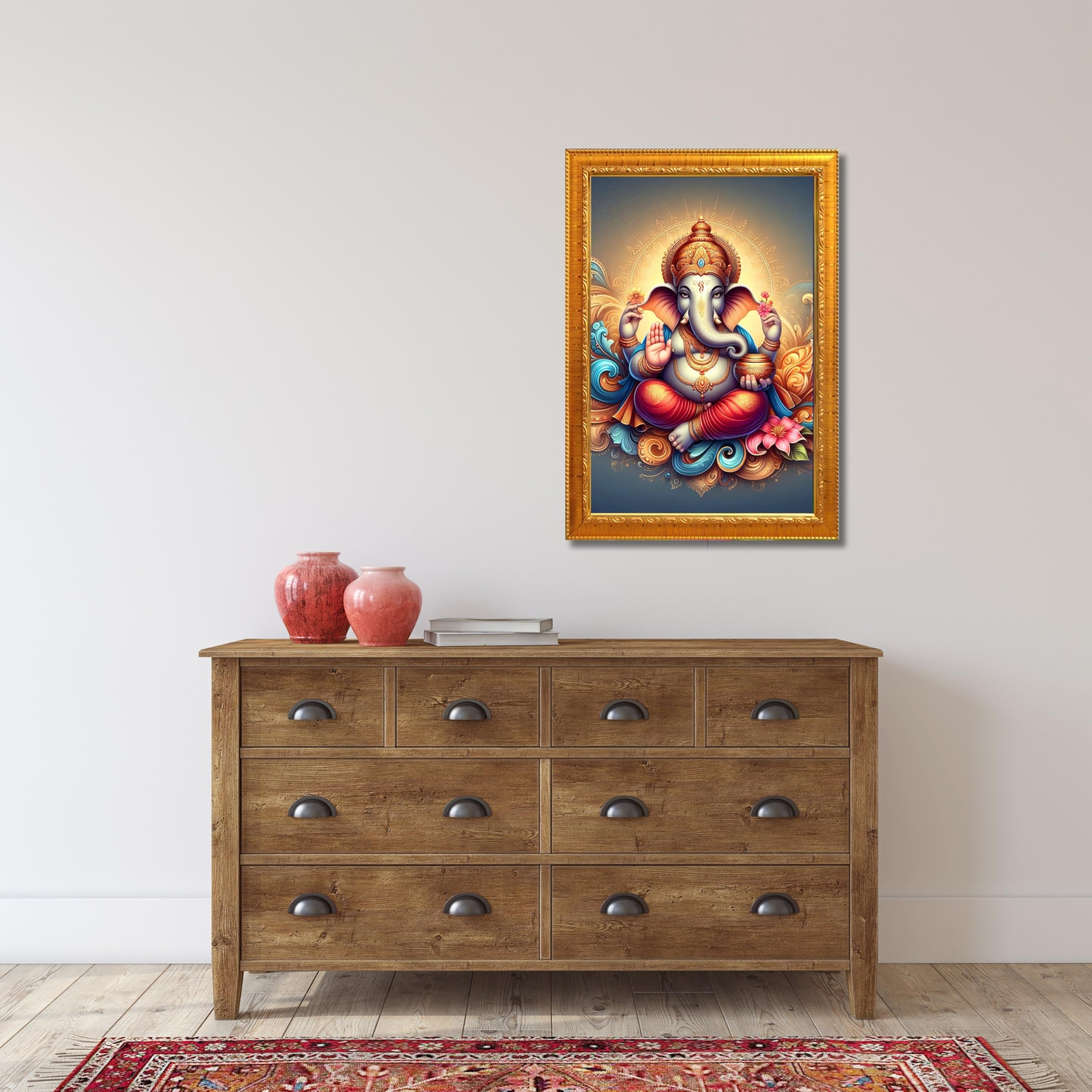 CRAFT QUEST Lord Ganesha Modern Wall Painting With Frame For Home and Office Decor