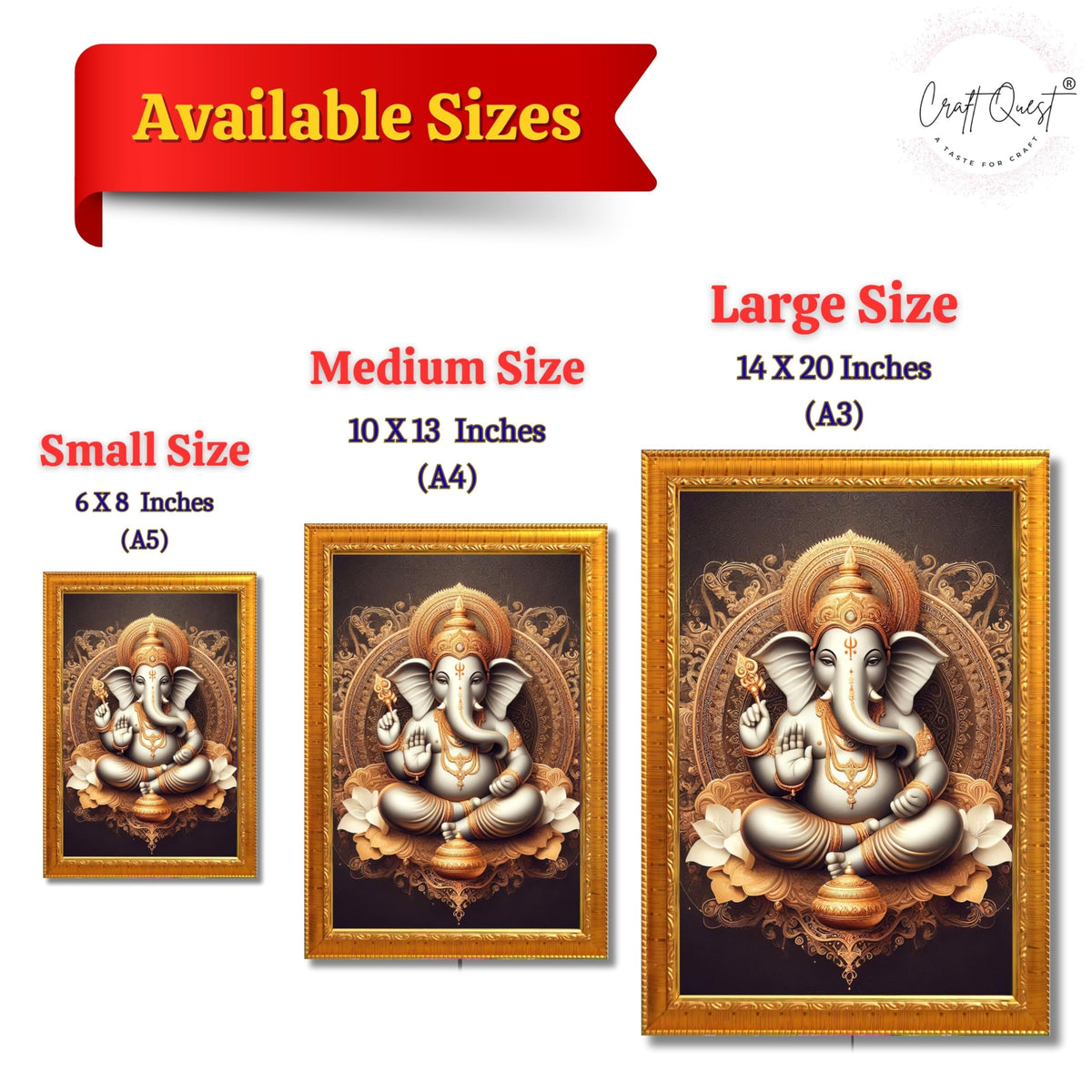 CRAFT QUEST Ganesh Ganesha Ganesh God Frame for Pooja Room & Wall Decor