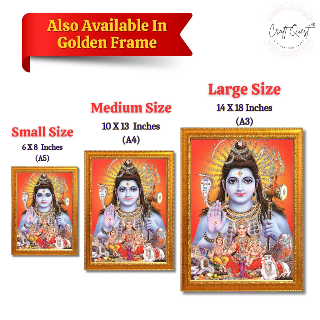 CRAFT QUEST God Shiv Ji Shiva Wall Painting | Premium Framed Hindu God Wall Art | Spiritual Mahadev Poster for Living Room, Bedroom, Office, Meditation, Pooja & Temple Décor Item |