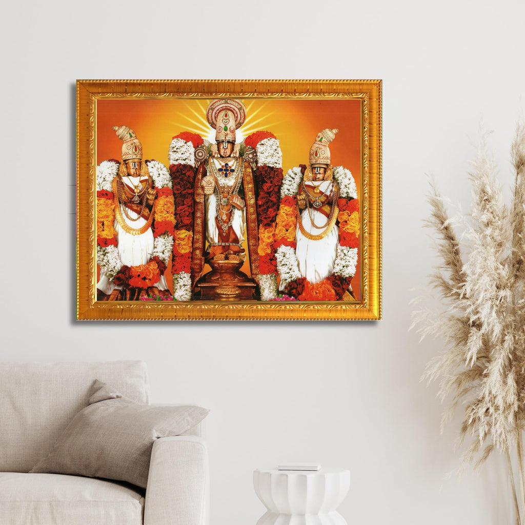 CRAFT QUEST Balaji Lakshmi Padmavati Venkateshwara Swamy Wall Photo Frame For Home, Temple, Pooja, Wall Décor Item