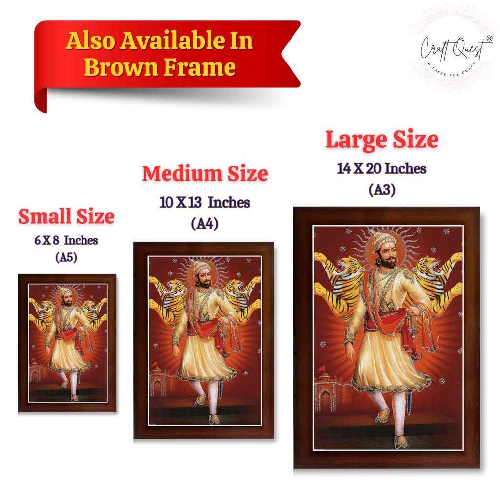 CRAFT QUEST Shivaji Chhatrapati Maharaj Photo Frame | For Living, Pooja Room | Wall Decoration Item | Best Gifting Option