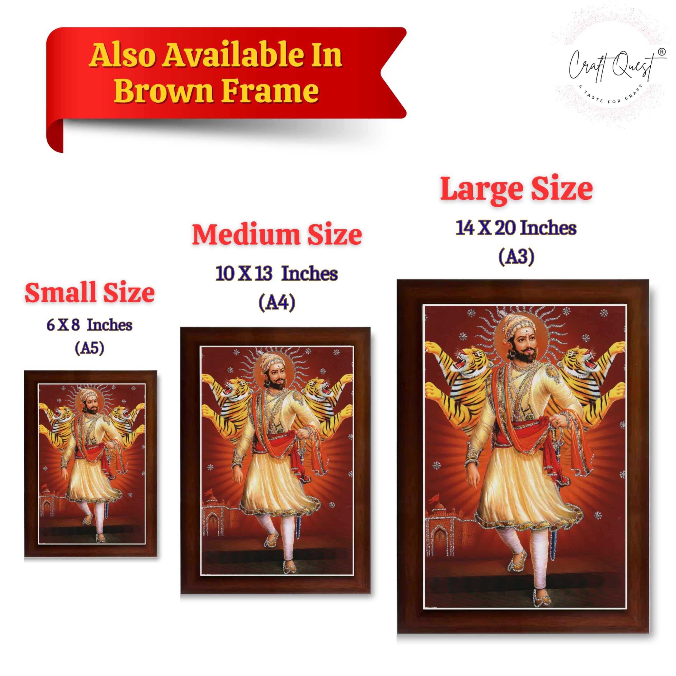 CRAFT QUEST Shivaji Chhatrapati Maharaj Photo Frame | For Living, Pooja Room | Wall Decoration Item | Best Gifting Option
